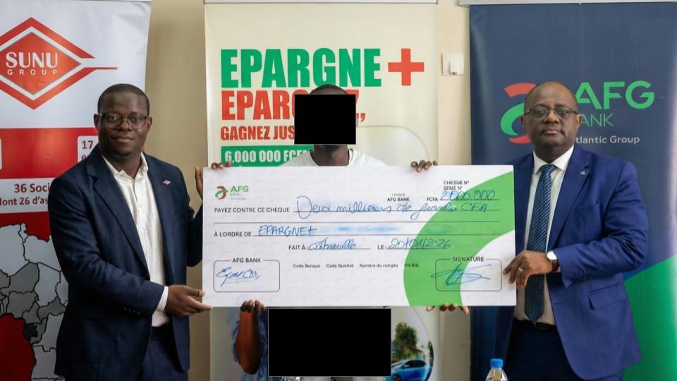 Offre Épargne+ : AFG Bank Gabon et SUNU Assurance font un heureux à 2 millions de FCFA
